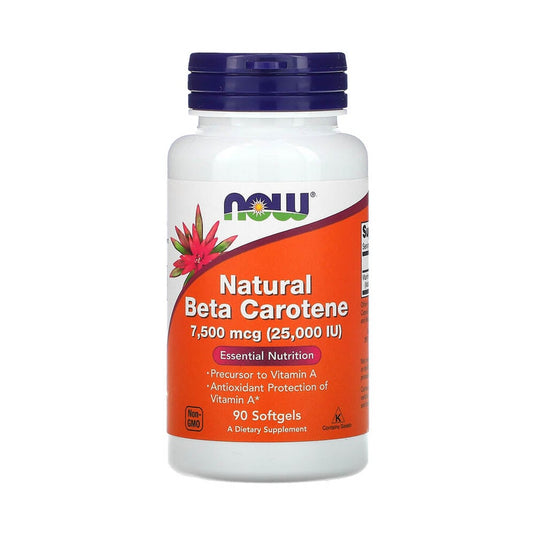 Beta Carotene Natural, 25 000 IU, Now Foods, 90 softgels
