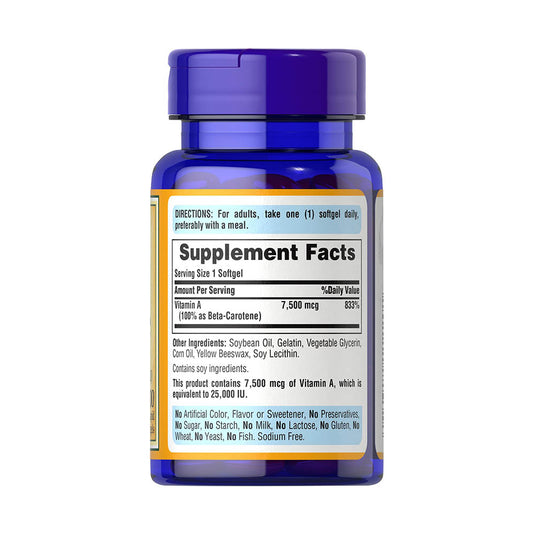 Beta-Carotene, (Vitamin A), 25,000 IU, Puritan's Pride, 100 softgels
