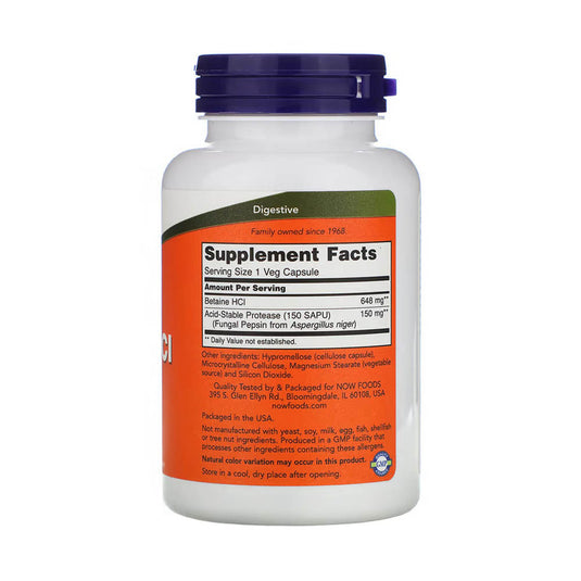 Betaine HCL (Clorhidrat de Betaina), 648 mg, Now Foods, 120 capsule