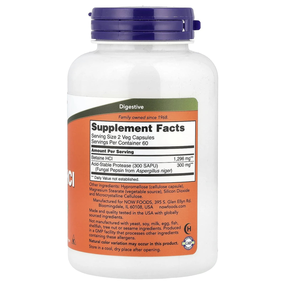 Betaine HCL (Clorhidrat de Betaina), 648 mg, Now Foods, 120 capsule