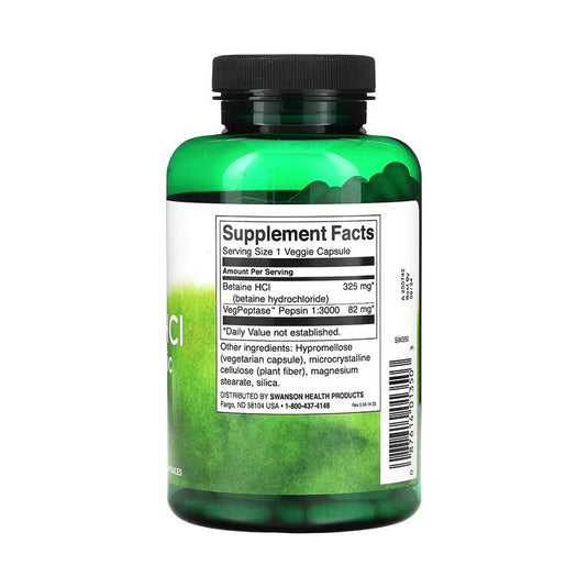 Betaine HCl with Pepsin, 325 mg, Swanson, 250 capsule SW350