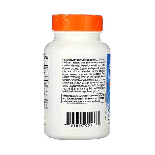 Betaine HCl Pepsin & Gentian Bitters, Doctor's Best, 120 capsule