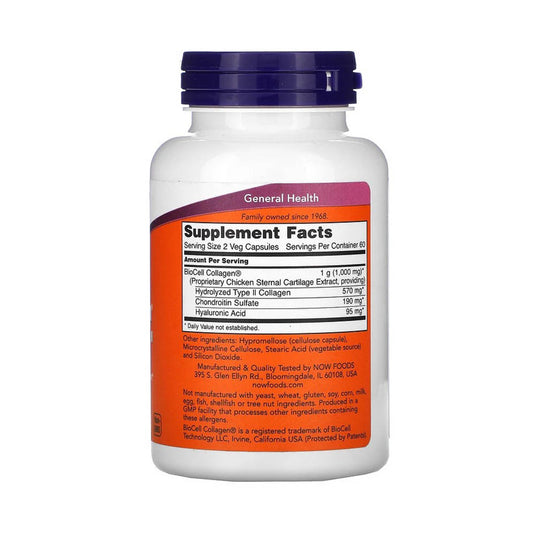 BioCell Collagen, Hydrolyzed Type 2, Now Foods, 120 capsule