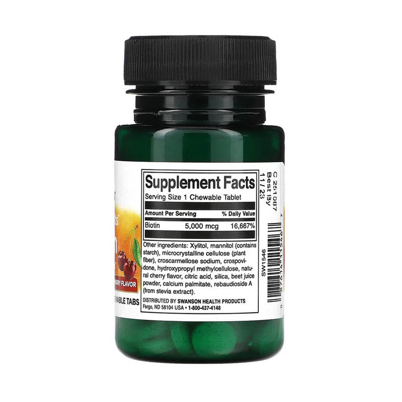 Încărcați imaginea în vizualizatorul Galerie, Biotin Sublingual (Vitamina B7) 5000 mcg, Swanson, 60 drajeuri SW1546
