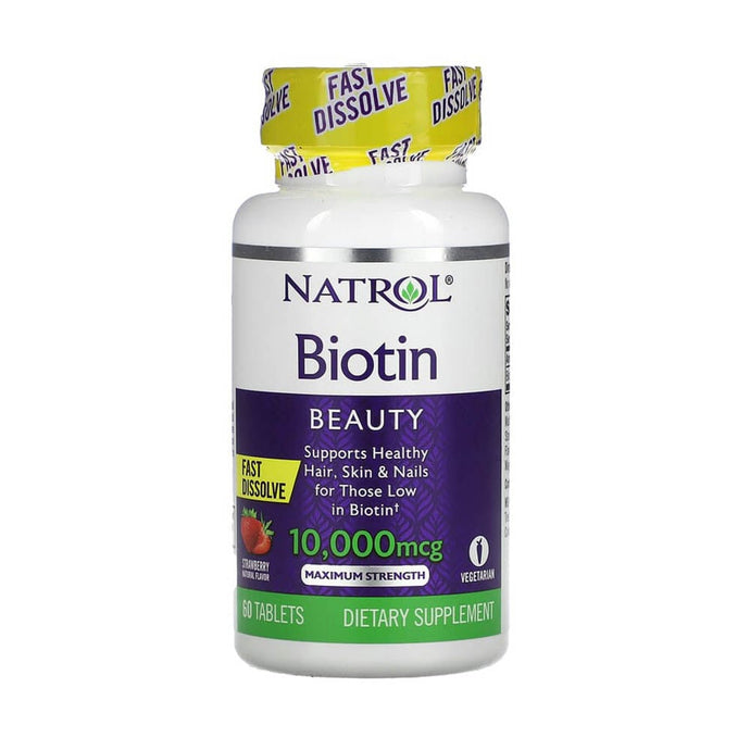 Biotin Fast Dissolve, 10.000 mcg, Natrol, 60 tablete