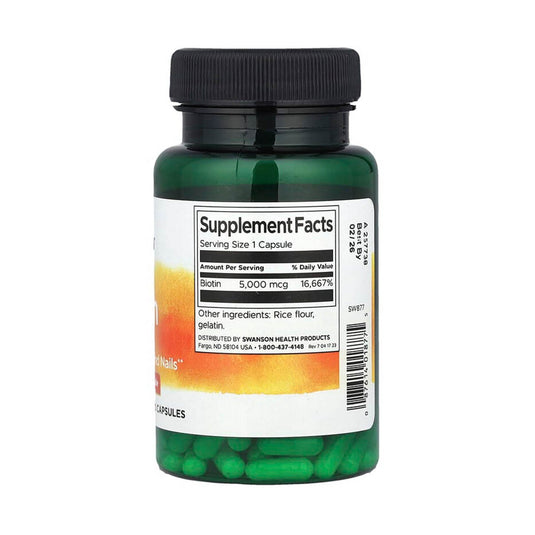 Biotin (Vitamina B7), 5000 mcg, Swanson, 100 capsule SW877