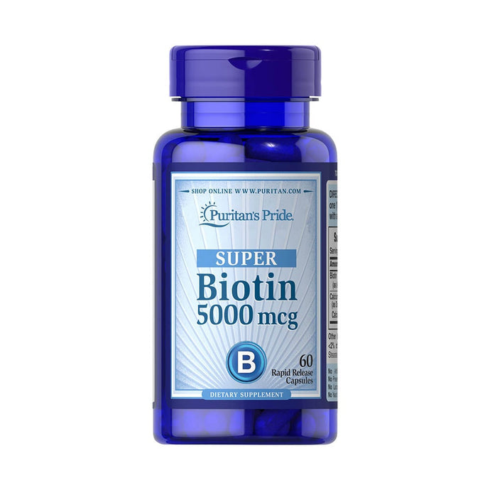Biotina (Vitamina B7), 5000 mcg, Puritan's Pride, 60 capsule