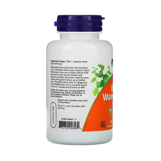 Black Walnut Hulls (Extractul din Coajă de Nucă Neagră), 500mg, Now Foods, 100 capsule
