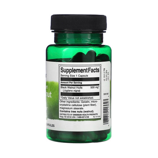 Black Walnut Hulls (Coaja de Nuca Neagra) 500mg, Swanson, 60 capsule SW1362