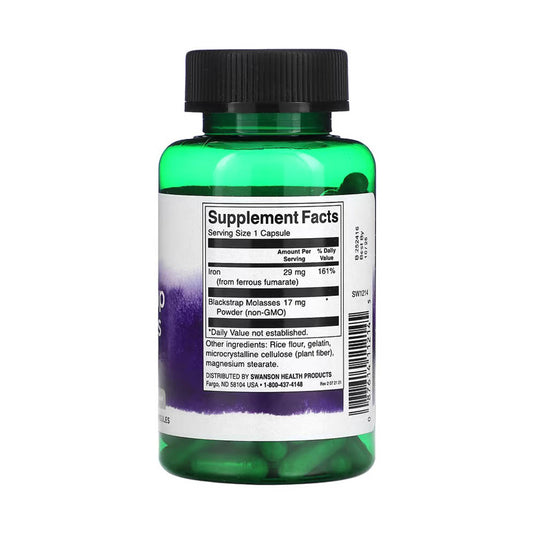 Blackstrap Molasses With Iron Fumarate, Swanson, 120 capsule SW1214