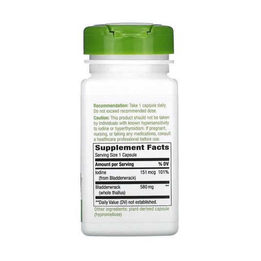 Bladderwrack Iodine (Tiroida), 580 mg, Nature's Way, 100 Capsule