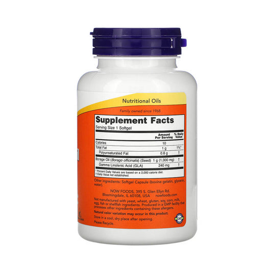 Borage Oil, (Limba Mielului), 1000 mg, Now Foods, 60 softgels