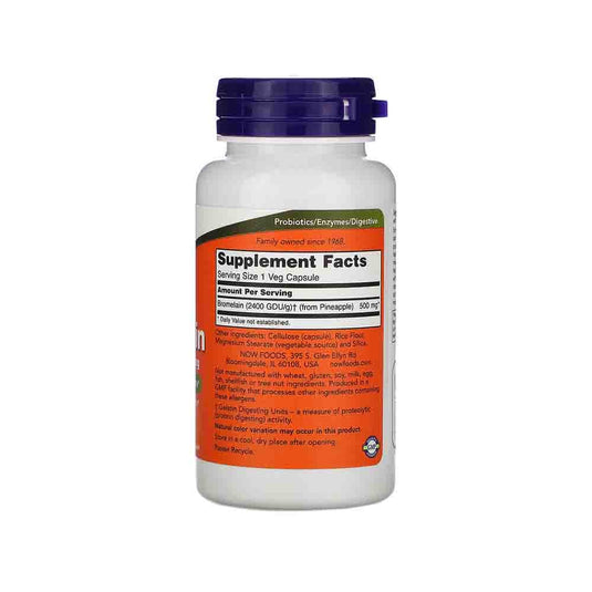 Bromelain (Enzima), 500mg, Now Foods, 60 capsule