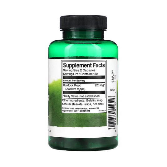 Burdock Root (Radacina Brusture), 460 mg, Swanson, 100 capsule SW531
