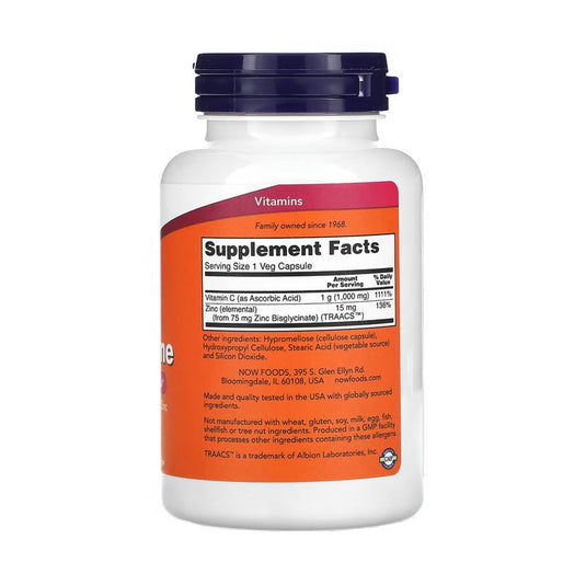 C-1000 Zinc Immune, Vitamin C & Zinc, Now Foods, 90 capsule