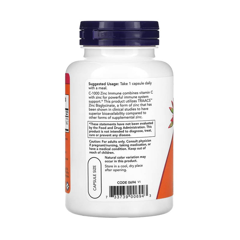 Încărcați imaginea în vizualizatorul Galerie, C-1000 Zinc Immune, Vitamin C &amp; Zinc, Now Foods, 90 capsule
