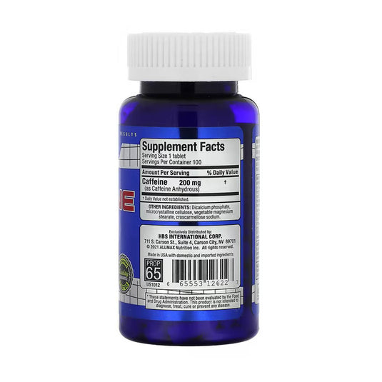 Caffeine (Cofeină), 200 mg, ALLMAX, 100 tablete