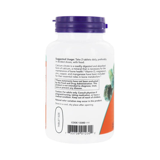 Calciu Citrat 600mg cu Minerale si Vitamina D, Now Foods, 100 tablete