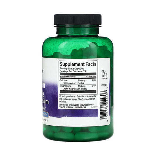 Calcium Citrate Plus Magnesium, 2:1 Raport, Swanson, 150 capsule SW180
