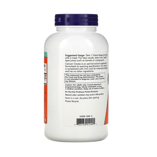 Calcium Citrate, Pure Powder, Now Foods, 227g