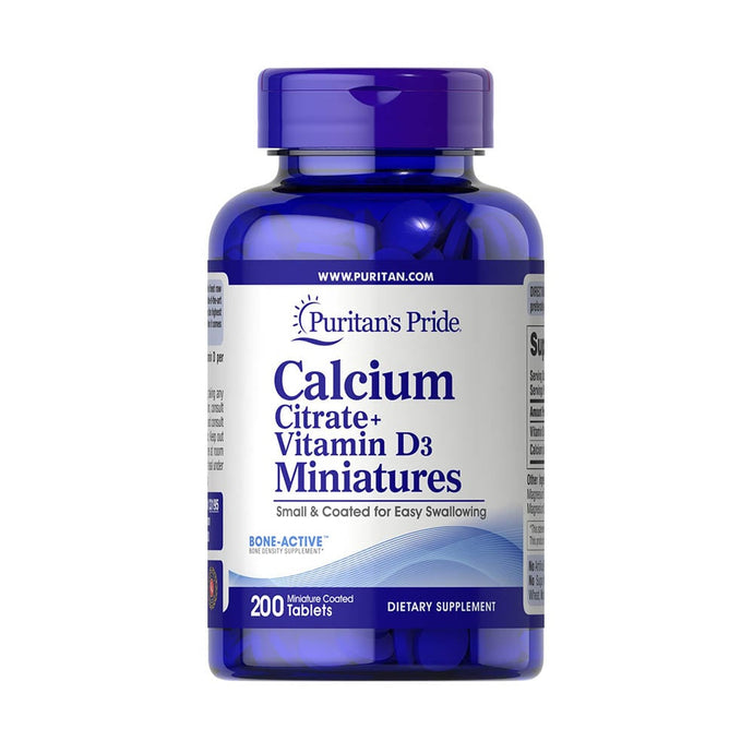 Calcium Citrate + Vitamin D3 Miniatures, Puritan's Pride, 200 tablete