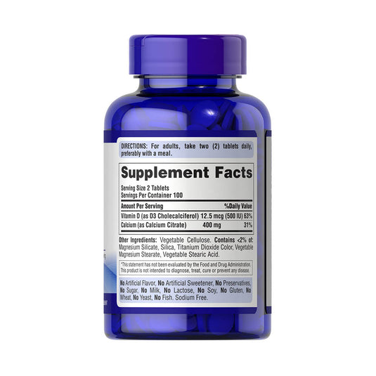 Calcium Citrate + Vitamin D3 Miniatures, Puritan's Pride, 200 tablete