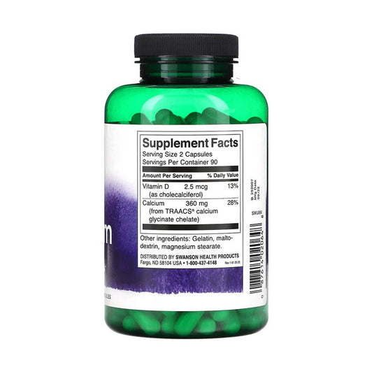 Calcium Glycinate, 180 mg, Swanson, 180 capsule SWU064