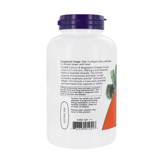 Calcium & Magnesium with Vit D and Zinc, Now Foods, 120 softgels
