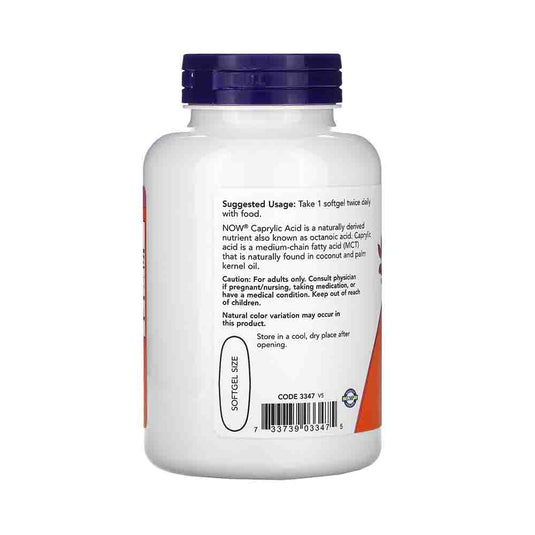 Caprylic Acid, 600mg (Acid Caprilic), Now Foods, 100 softgels