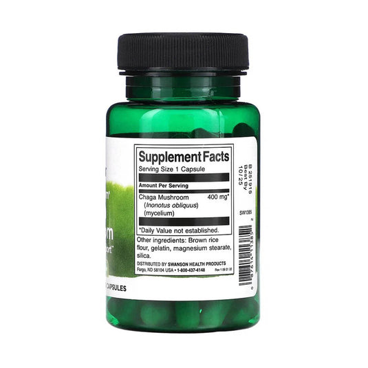 Chaga Mushroom (Inonotus Obliquus), 400mg, Swanson, 60 capsule SW1385