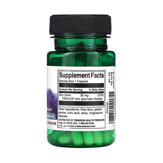 Chelated Zinc Glycinate, 30mg, Swanson, 90 capsule SWU065