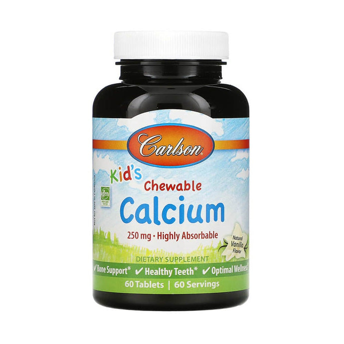 Chewable Calcium (Masticabil), 250 mg, Carlson Kid's, 60 tablete