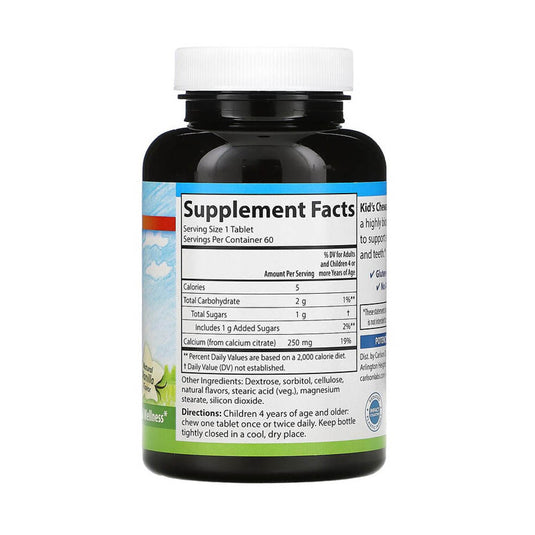 Chewable Calcium (Masticabil), 250 mg, Carlson Kid's, 60 tablete