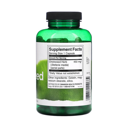 Chickweed (Eczeme, Psoriazis, Dermatite), 450 mg, Swanson, 180 capsule SW1068