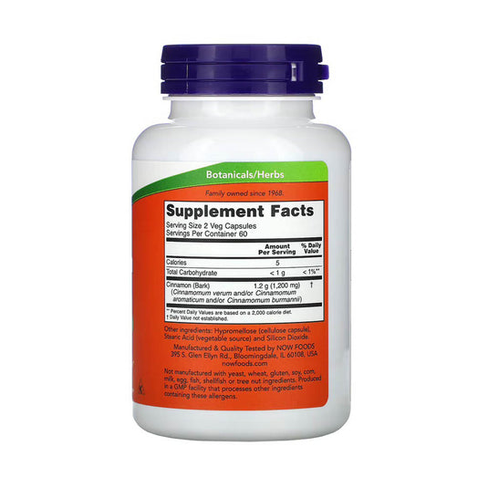 Cinnamon Bark, 600 mg, NOW Foods, 120 capsule