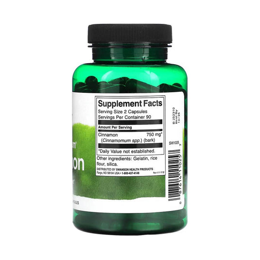 Cinnamon (Scortisoara), 375mg, Swanson, 180 capsule SW1025