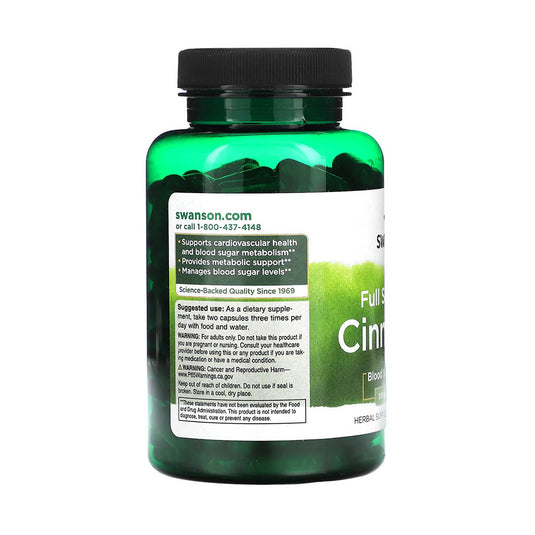 Cinnamon (Scortisoara), 375mg, Swanson, 180 capsule SW1025