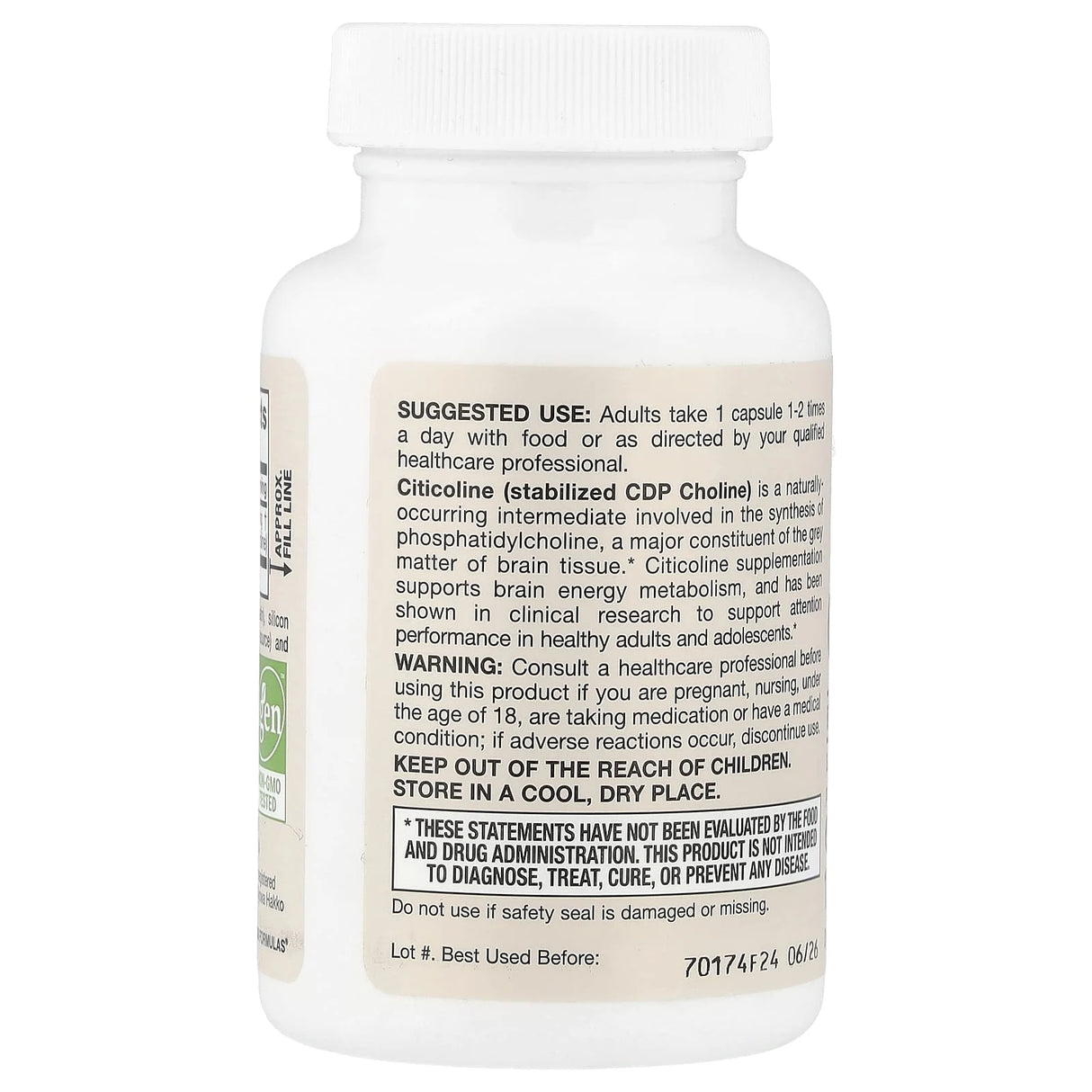 Citicoline CDP Choline, 250mg, Jarrow Formulas, 120 capsule
