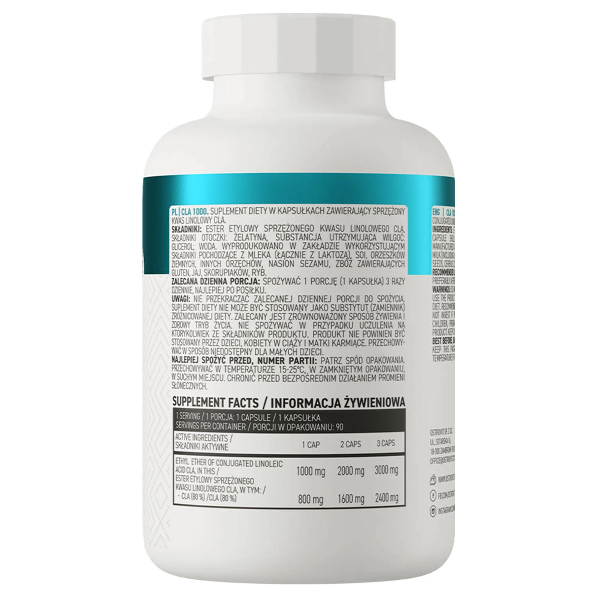CLA (Acid Linoleic Conjugat), 1000 mg, OstroVit, 90 capsule