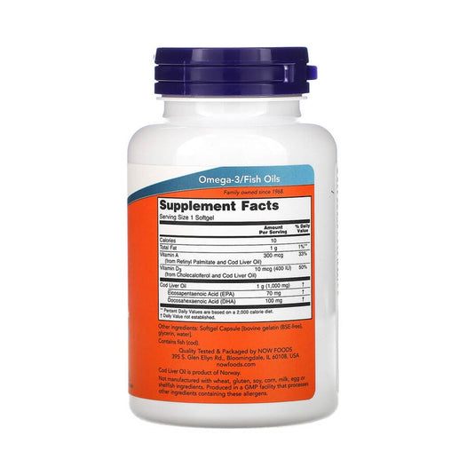 Cod Liver Oil, Extra Strength, 1000 mg, Now Foods, 90 softgels