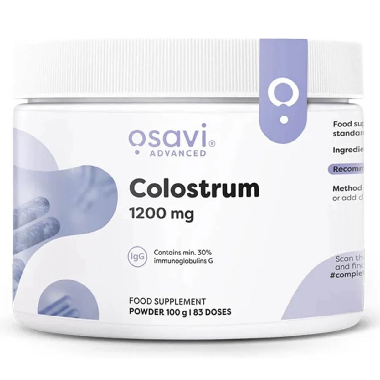Colostrum Powder, 1200 mg, Osavi, 100g