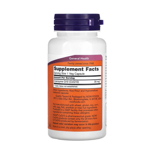 CoQ10 (Coenzima Q10), 30mg, Now Foods, 60 capsule