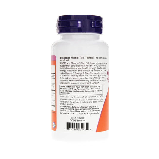 CoQ10 with Omega-3 Fish Oil, 60 mg, Now Foods, 60 softgels