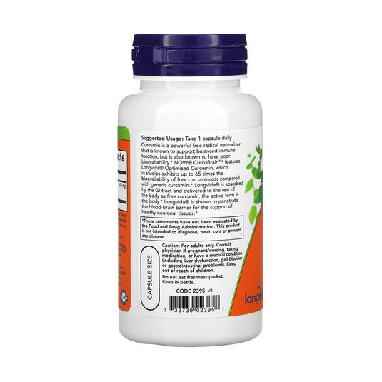 CurcuBrain Longvida, Cognitive Support, 400 mg, Now Foods, 50 capsule