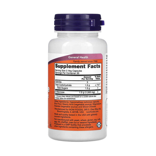 D-Mannose, Urinary Support 500mg, Now Foods, 60 capsule