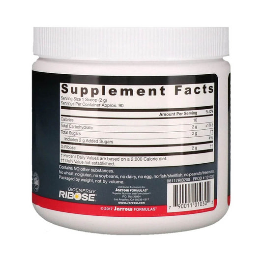D-Ribose. Powder (Energizant Cardiovascular), Jarrow Formulas, 200g