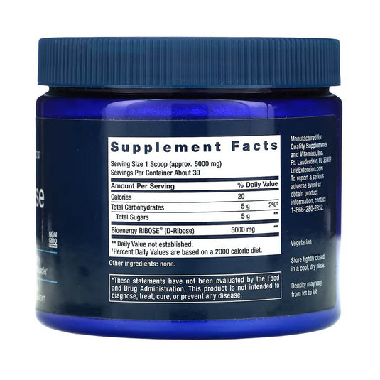 D-Ribose Powder (Energizant Cardiovascular), Life Extension, 150 g