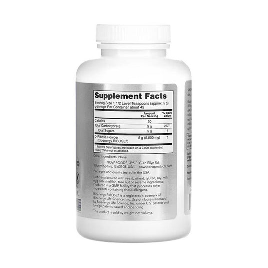 D-Ribose Powder (Energizant Cardiovascular), NOW Foods, 227g