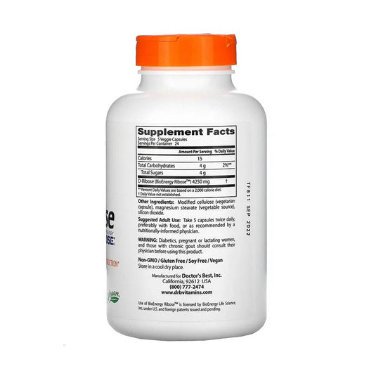 D-Riboza (BioEnergy Ribose), 850 mg, Doctor's Best, 120 capsule
