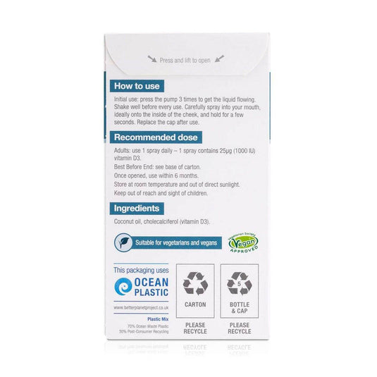 D1000 Vegan Vitamin D Oral Spray, BetterYou, 15 ml